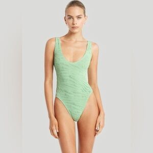 BOND-EYE MARA ONEPIECE SWIMSUIT crinkle textured mint tiger